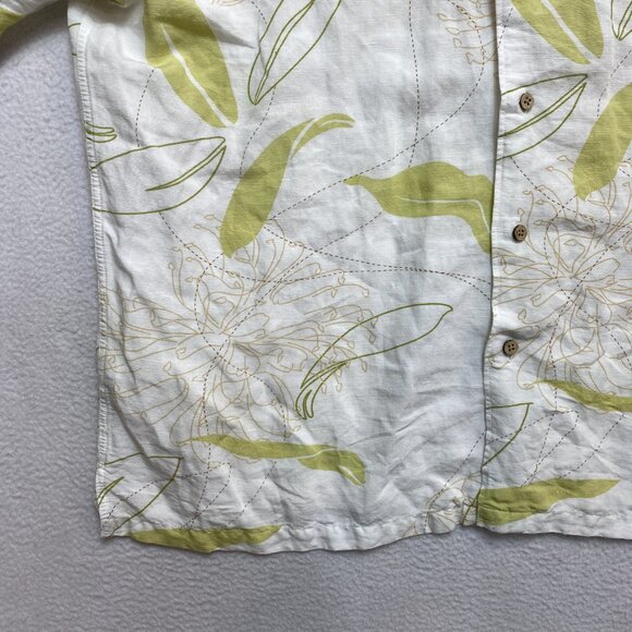 Cubavera Shirt Mens XL White Short Sleeve Floral Linen Blend Button Up - Picture 5 of 11